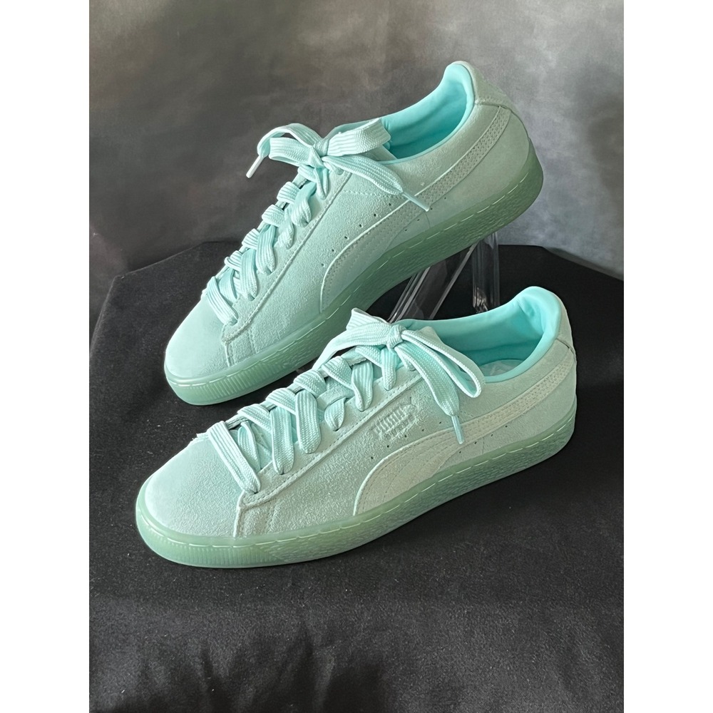 Puma‎ Suede Classic Mint Green Translucent Sole Sneakers Shoes Womens 9.5